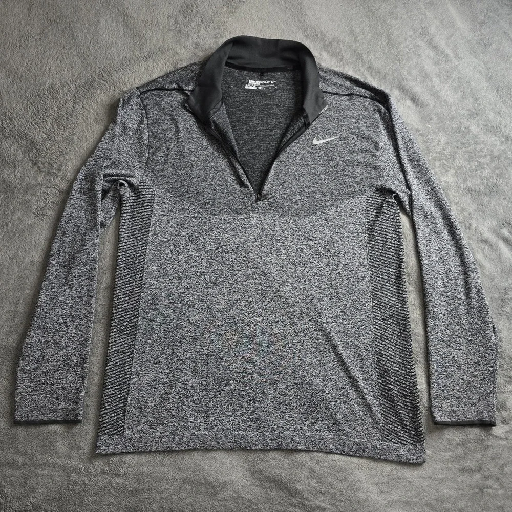 Nike Golf Dri Fit Shirt Mens XL Grey Modern Fit Long Sleeve Performance Stretch